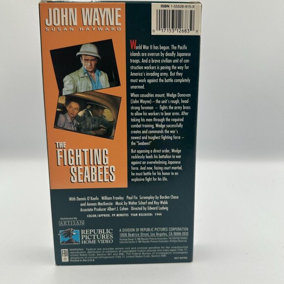 The Fighting Seabees VHS John Wayne Susan Hayward 1944 Color Edition - Picture 2 of 3